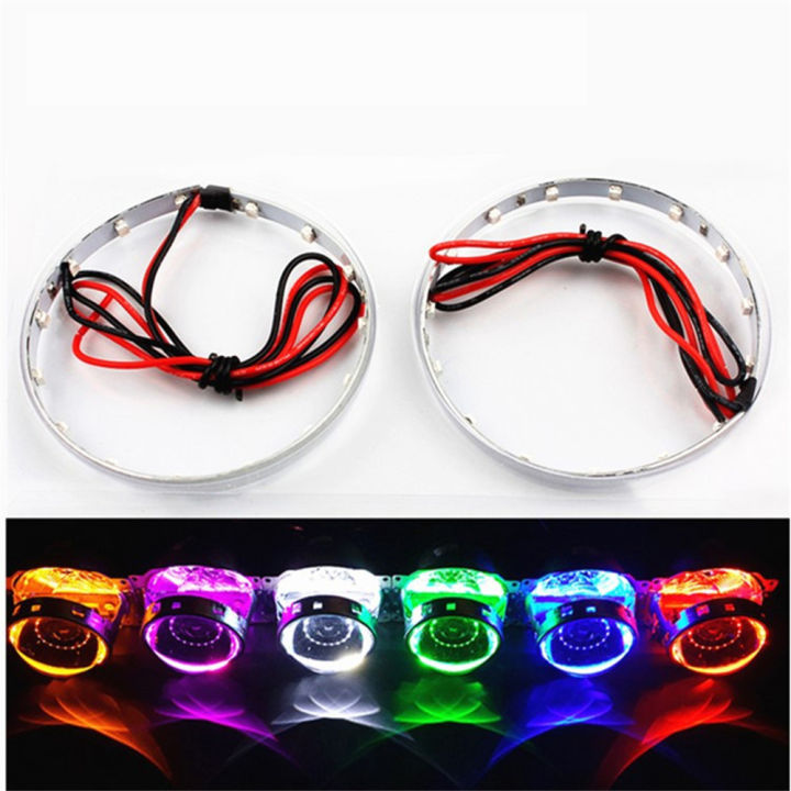 2Pcs DIY Devil Eyes LED Halo Rings Kit 2.5 inch Projector Car Headlight 360 Degree Demon Eyes LED Lights Modified Q5 Hela Lens