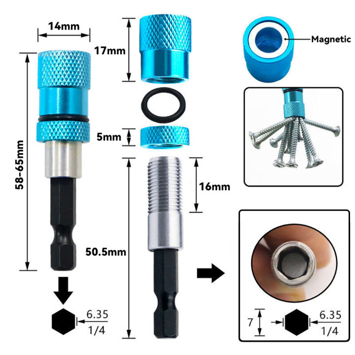 Hex Shank Screw Depth Magnetic Screwdriver Bit Holder 1/4 Inch Hex ...