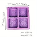 4-Cavity Square Soap Mold with Floral Designs - Silicone Soap Making Molds for DIY Projects. 