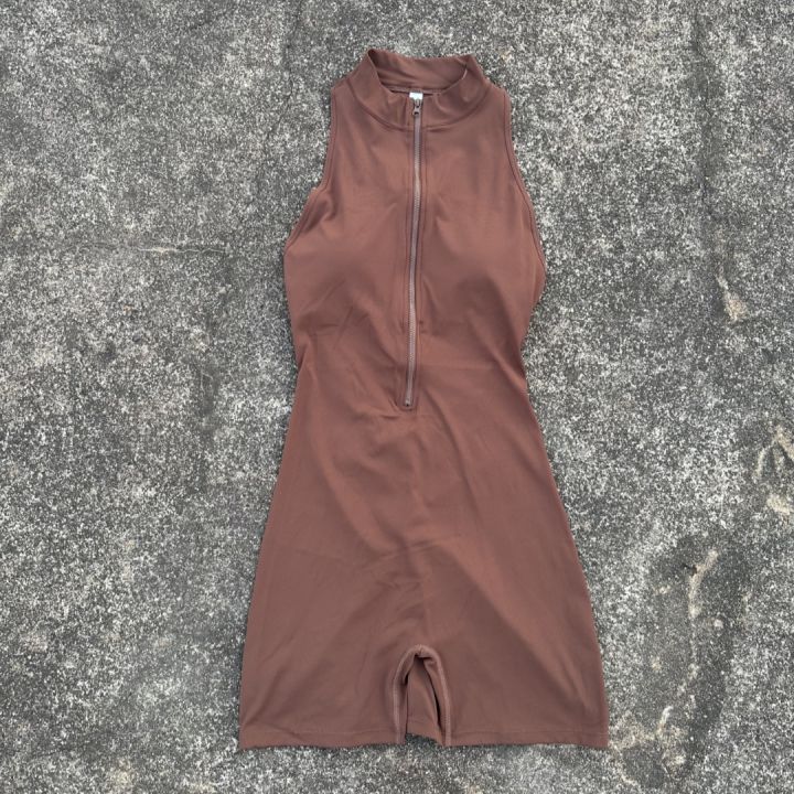 Women%20Tight%20Scrunch%20Back%20Waist%20Fold%20Playsuits%20Yoga%20Jumpsuit%20Short%20Set%20Zipper%20Gym%20Sportswear%20Fitness%20One%20Piece%20Sport%20Suit%20Workout%20-%20Image%204