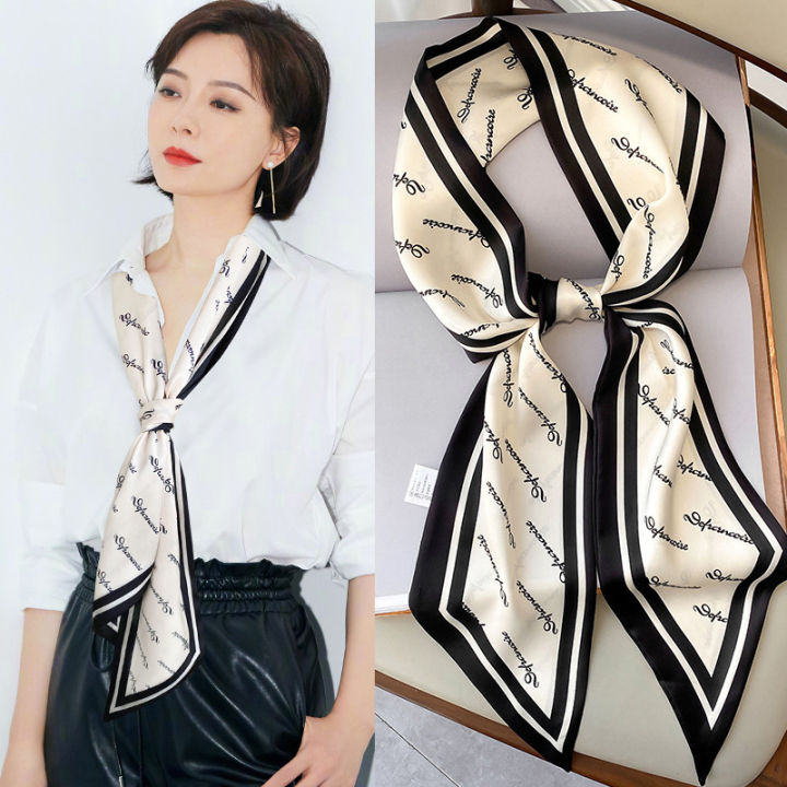 Fashion%20Blue%20Print%20Silk%20Scarf%20Women%20Soft%20Satin%20Horse%20Hairband%20Bevel%20Neckerchief%20Office%20Hijab%20Headband%20Foulard%20Bag%20Ribbons%20Gift%20-%20Image%203