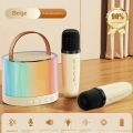 K52 Wireless Bluetooth Speaker Multifunction with 2 Microphone RGB Portable Music Player Karaoke Machine for Child Home Gift. 