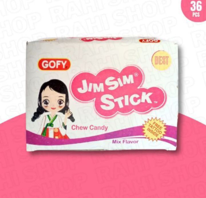 Original Gofy Jim Sim Gluco Sticks Chew Candy Free Tatto Inside
