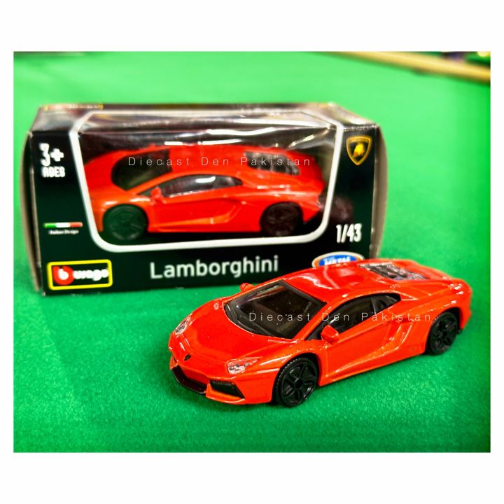 Lamborghini Aventador Red with Black Rims 1:43 Scale Diecast Metal Car