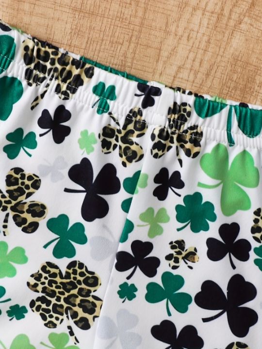 Girls'%202Pcs%20Green%20Clover%20Outfit:%20Graphic%20Tee%20+%20Flared%20Pants%20St.%20Patrick's%20Set%20-%20Image%205