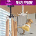 1Pc 360° Rotating Kitchen Hooks - Self-Adhesive 6-Hook Rack for Wall & Door - Handbags, Clothes, Ties Organizer. 