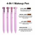4-in-1 Makeup Pen: Waterproof Eyeliner, Brow Pencil, Highlighter & Shadow Stick. 