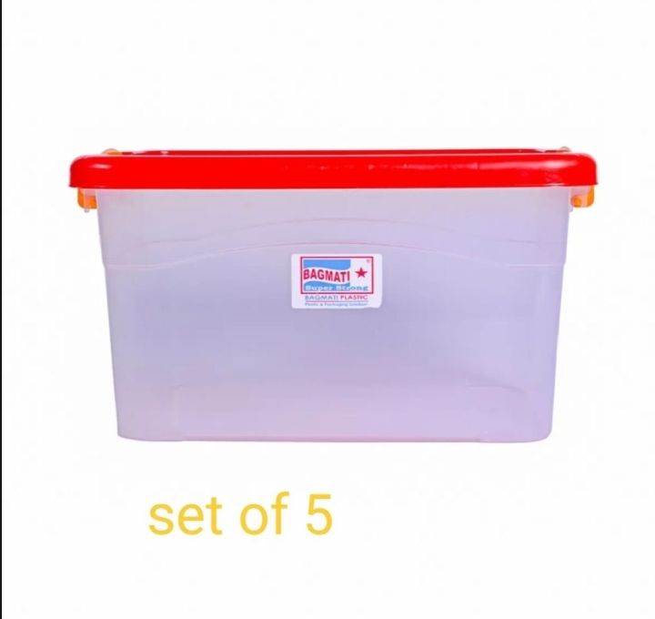 5 Piecs 6 Liter Capacity Plastic Multipurpose Storage Container Box ...