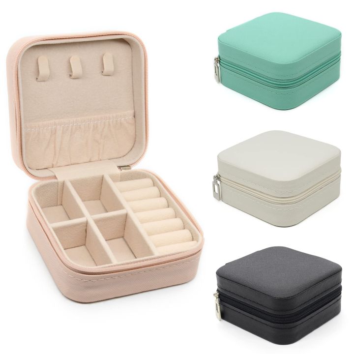 Mini Jewelry Storage Box Portable Home Travel Earrings Necklace Storage Case for Women Ring Organizer PU Leather Display Case