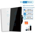Touch Switch Work with Tuya Smart Life App Light WiFi RF433 Smart Switch Remote Control No Neutral Wire For Alexa  Home. 