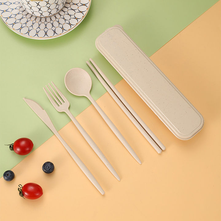 4Pcs/Set%20Portable%20Utensils%20With%20Box%20Healthy%20Eco-Friendly%20Wheat%20Straw%20Cutlery%20Reusable%20Chopstick%20Fork%20Knife%20Spoon%20Tableware%20Set%20-%20Image%207