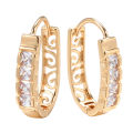 Kinel New Fashion Natural Zircon Hoop Earrings for Women 585 Rose Gold Color Hollow Flower Fine Wedding Party Jewelry. 