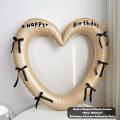 Happy Birthday Heart Photo Frame Balloon with Bowknot Stickers Girlsfriend Birthday Party Photo Props Wedding Ballon Decoration. 