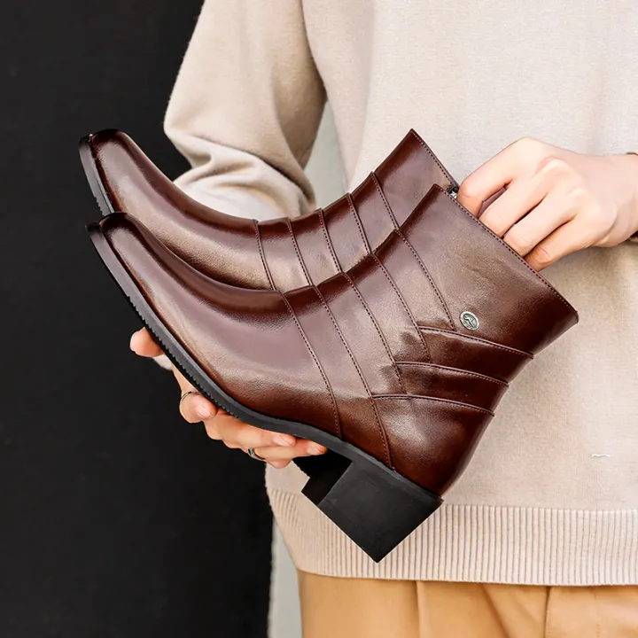 Luxury%20Men%20Boots%20Leather%20Chelsea%20Boots%20High%20Top%20Buckle%20Strap%20Formal%20Shoes%20Black%20British%20Style%20Ankle%20Boots%20Pointed%20Toe%20Brown%20Boot%20-%20Image%204