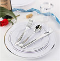10PCS Premium Plastic Heavy-Duty Disposable Gold Trim Plates 10.25" Dinner Party Plates and Disposable 7.5" Salad Plates. 