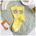 Cartoon SpongeBobs Women's Socks High Quality Fashion Men's Women Sock Printed Casual Hip-Hop Personality Adult Couple Stockings.
