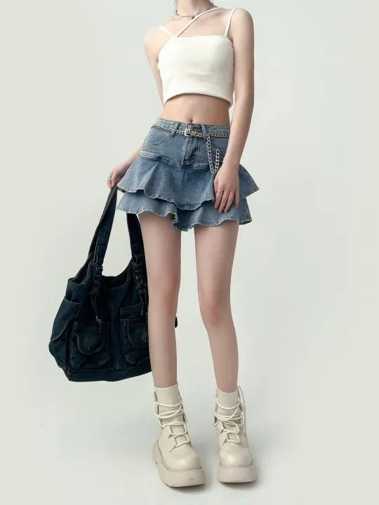 Spice%20Girls%20Denim%20Skirt%20Anti-Slip%20Double%20Denim%20Skirt%20Women's%20Stretch%20High-Waisted%20Slimming%20A-Line%20Cake%20Skirt%20-%20Image%203