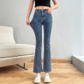 Women Fashion Flare Jeans Winter Streetwear Y2K Straight Pants Ankle Length Denim Jeans Girls Party Casual Retro Blue Trousers. 