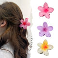 3 Pcs Brilliant Jelly Flower Hair Claw Clip for Women Girls  Large Plumeria Flower Hair Clips for Thick Thin Hair Hawaii Hair Accessories. 