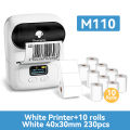 Phomemo M110 Mini Portable Thermal Printer Self-adhesive Label Printer For 3/5/10 rolss Stickers Label Maker Printer Without Ink. 
