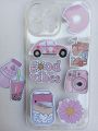 Pink Theme Sticker Pack for Phone Case (15 Vinyl PVC Stickers). 