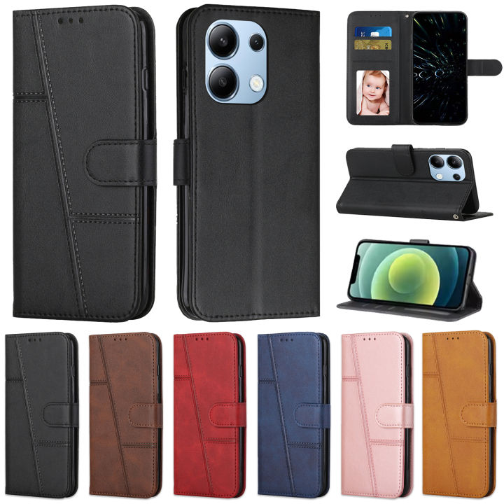Strap Leather Phone Case Wallet Book For Xiaomi 14T 13T,Poco X7 M7 F7 C75,Redmi Note 14 13 12 Pro 5G 14S 14C 13C Card Flip Cover