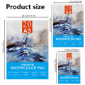 Watercolor Paper A3/A4/A5 300gsm - Professional Artists Water Colour Pad with 20 Sheets - Art Paper for Mixed Media Drawing.