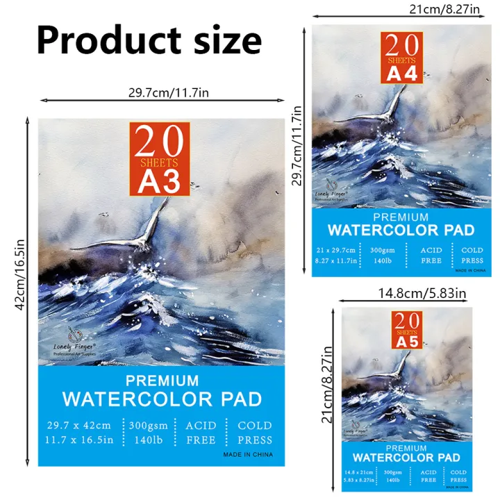 Watercolor%20Paper%20A3/A4/A5%20300gsm%20-%20Professional%20Artists%20Water%20Colour%20Pad%20with%2020%20Sheets%20-%20Art%20Paper%20for%20Mixed%20Media%20Drawing%20-%20Image%202