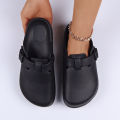 House Slippers Adjustable Buckle EVA Women's Slippers Lightweight Closed Toe Indoor Slides Soft Sole Platform Sandals.