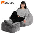 OTAUTAU Adults Children Fluffy Faux Fur Bean Bag Pouf Cover Without Filler Beanbag Puff Salon Ottoman Corner Seat Sac DD003. 