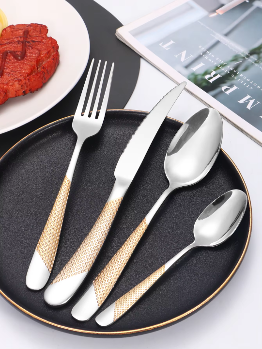 24pc%20star%20diamond%20cutlery%20set,%20stainless%20steel%20knife%20fork%20spoon%20tea%20spoon%20cutlery%20set,%20suitable%20for%20holiday%20parties.%20-%20Image%203