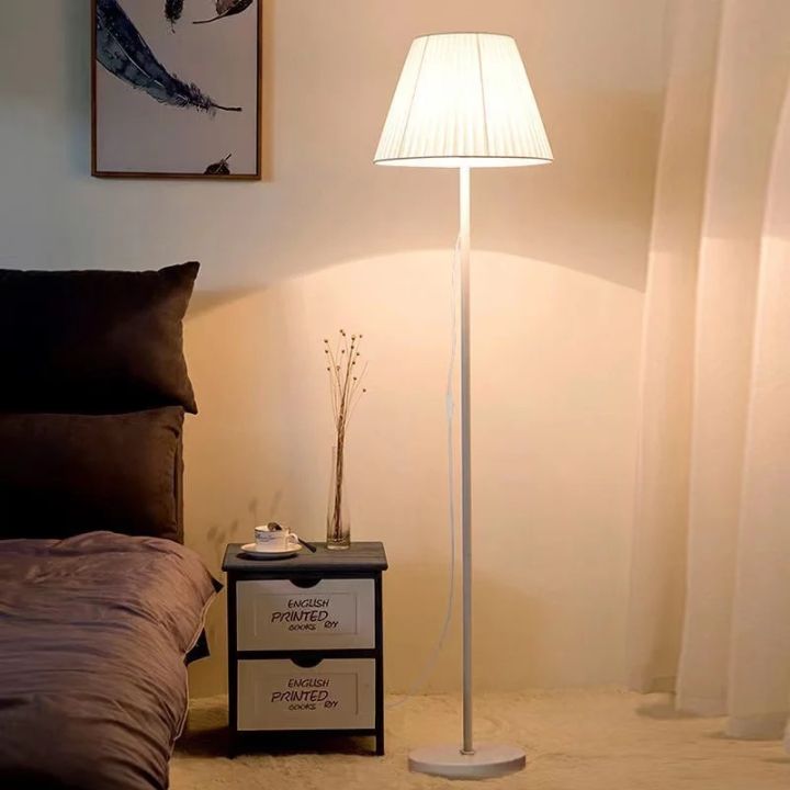 Simple Floor Lamp Living Room Study Standing Lamps Fabric Bedroom Bedside Lights Home Decor