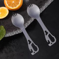 Utility Spork Portable Stainless Fork Spoon Cutlery Multifunctional Bottle Opener Tools Camping Eating Tableware.