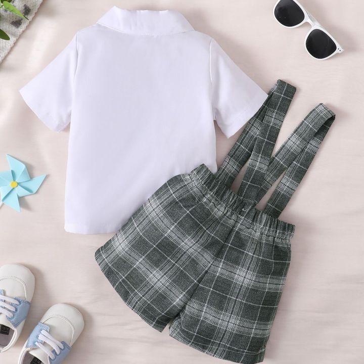 6-to%2036-month-old%20newborn%20baby%20boys%20summer%20white%20lapel%20cardigan%20short-sleeved%20tie%20with%20plaid%20suspenders%20shorts%20gentleman%20suit%20-%20Image%202