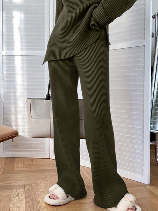 2024%20ZANZEA%20Autumn%20Women%20Elegant%20Urban%20Tracksuit%20Casual%20Suits%202PCS%20Long%20Sleeve%20Blouse%20Wide%20Leg%20Pants%20Sets%20Vintage%20Matching%20Sets%20-%20Image%204