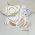 22piece Ladies Jewelry Set Pearl Earrings Necklace Feather Scissors Pearl Hairpin Set. 