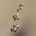 3Pairs Classic Round Cubic Zirconia Stud Earrings For Women Stainless Steel Women's Screw Earrings Tragus Piercing Jewelry .