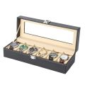 6 Slots Wrist Watch Box Watch Holder Storage Case Organizer PU Leather Watch Display Box regalos para hombre. 