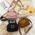 Cute Embroidered Bear Crossbody Bag Square Shoulder Bag Coin Purse For Girls Corduroy Crossbody Bag Student Shoulder Bag. 