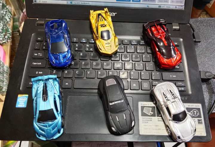 "Pack of 6 Ferrari Model Small Size Plastic Toy Cars - Pull-Back Action, in Different Colors"