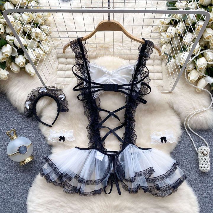 Maid%20Outfit%20Maid%20Dress%20Cosplay%20Sweet%20Classic%20Apron%20Maid%20Costume%20with%20%20Headwear%20Bodysuit%20-%20Image%202