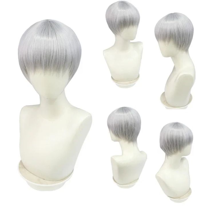 NieR:%20Automata%202B%209S%20Anime%20Cos%20Wig%20Silver%20Grey%20Short%20Straight%20Cosplay%20Synthetic%20Wig%20YoRHa%20No.9%20Model%20S%20Wig%20-%20Image%204