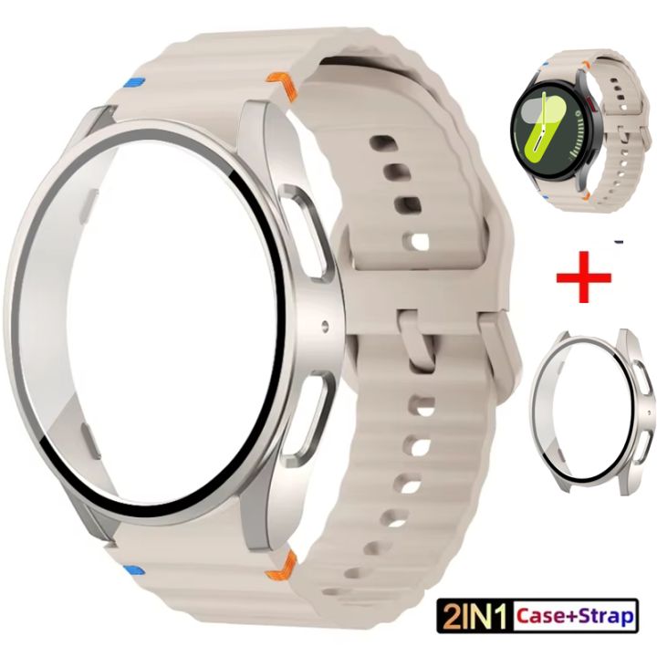Case+Strap for Watch 7 6 5 4 40mm 44mm Silicone original Band PC Protector Cover Bumper Watch 7 Accessorie