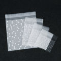 100pcs/lot Self Sealing Gift Bag White Polka Dot Transparent Packaging Bags Frosted Dot Pattern Bag For Jewelry Cookie Storage. 