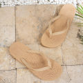 Women's Summer Beach Vacation Round-Toe Comfortable Open-Toe Waterproof Non-Slip Flat Flip-Flops, Casual Home-Style Flip-Flops. 