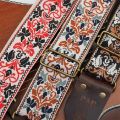 Miwayer Embroidered Guitar Strap Soft Vintage Flowers Adjustable Creative Watch Bands Cotton Belt & Leather Head. 