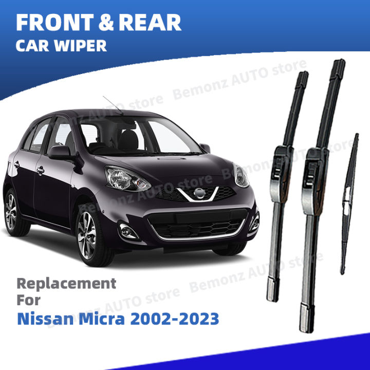 LHD Front Rear Windshield Wiper Blade For Nissan Micra March K12 K13 K14 2002-2023 Windscreen Accessories 2002 2007 2010 2015