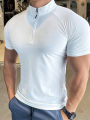 NEW Men's sports T-shirt Quick Dry Compression Running t Shirt Men Fitness short sleeve Shirt Zippered round neck Tights Tops.