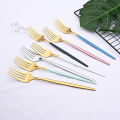 6pcs Gold Dessert Fork Dinnerware Set Mirror Stainless Steel Salad Fork Set Tableware Cutlery Set Home Party Kitchen Tableware.