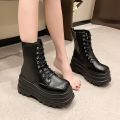Winter New Elegant Fashionable Casual Short Boots Side Zipper Round Toe Thick Sole Heightening Women's Model Fashion Boots. 